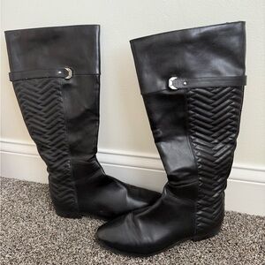 Knee High Black Leather Boots